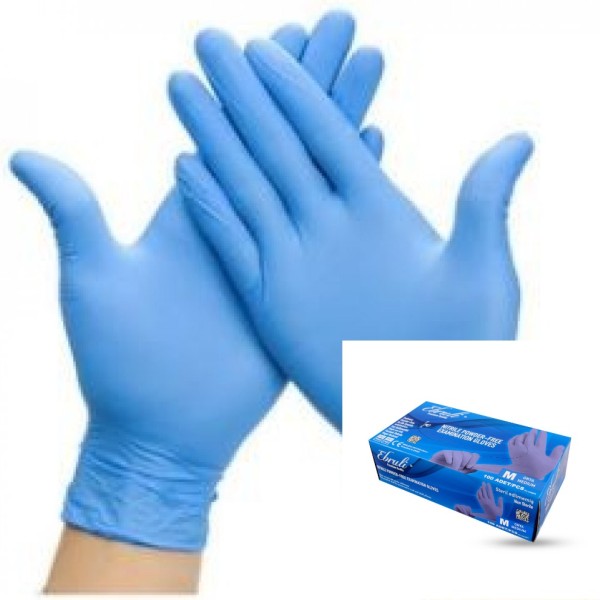 Jednorázové nepudrované nitrilové rukavice modré, balenie 100 ks